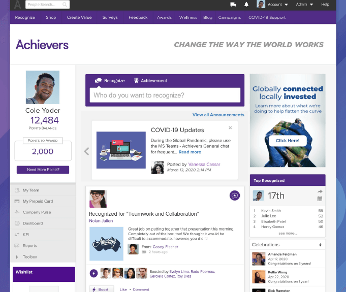 Achievers Recognition tool